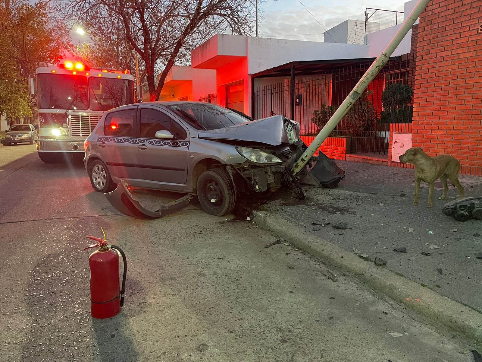 Un vehículo colisionó contra un poste de luz Diario Núcleo