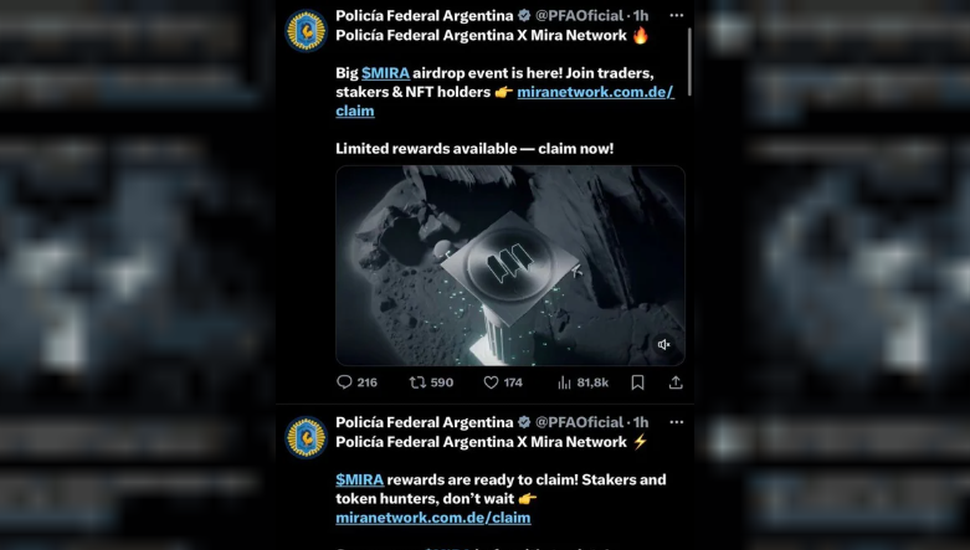 Hackearon la cuenta de X de Policía Federal para promocionar una criptomoneda