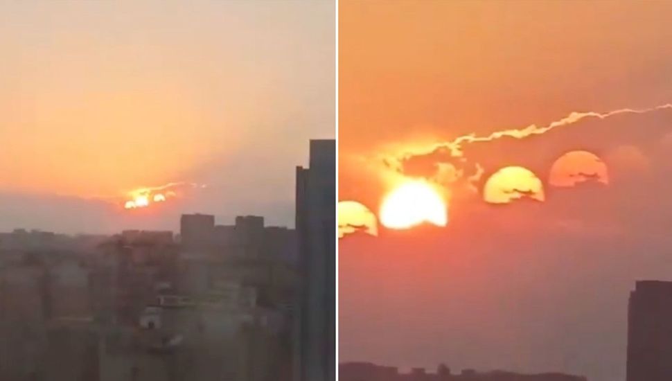 Siete soles en el horizonte: el impactante fenómeno visual en China que se hizo viral