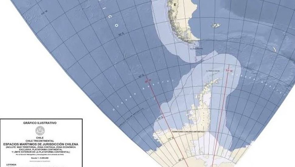 Controversia por un mapa oficial en el que Chile se adjudica espacio marítimo argentino