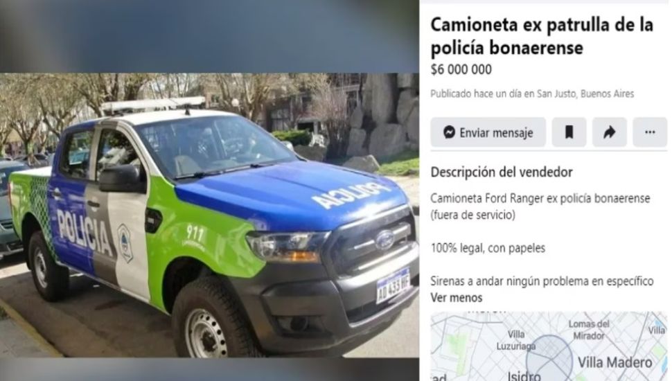 Insólito: venden un patrullero de la Policía Bonaerense por Marketplace