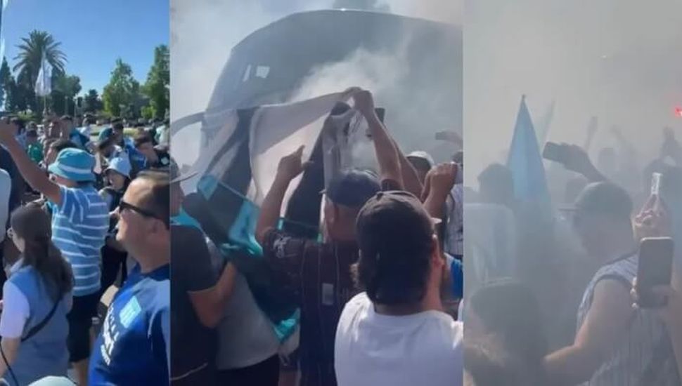 Los hinchas de Racing ´coparon´ Aeroparque con un ´banderazo´