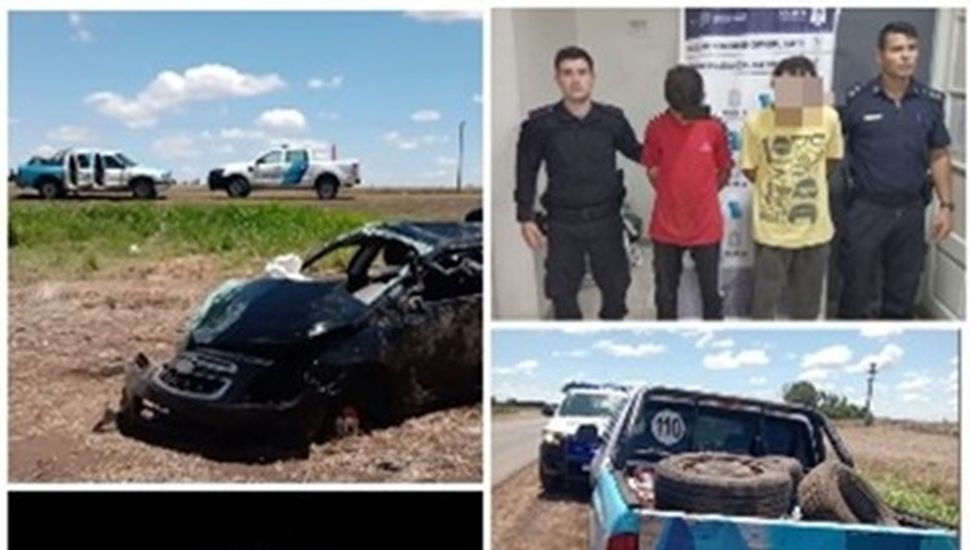 Cuatro pergamienses detenidos por robar cubiertas de un auto accidentado