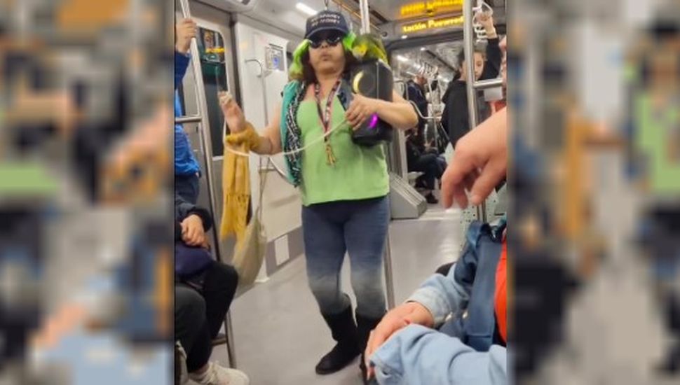 Video: una mujer subió a un loro al subte y lo hizo trabajar como "vendedor ambulante"