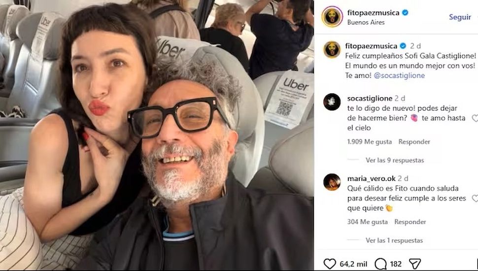 Fito Páez y Sofía Gala blanquearon su romance con su primer posteo juntos