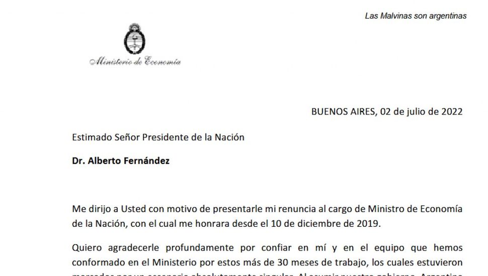 Renunció el ministro de Economía, Martín Guzmán