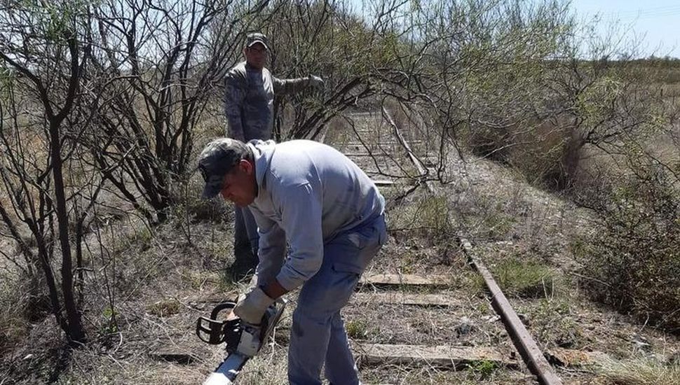 Voluntarios despejan vías soñando con el regreso del tren