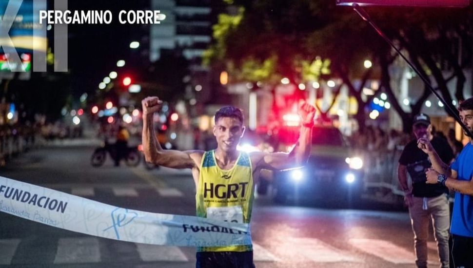 Enzo Fernández y Sonia García se quedaron con la Maratón Nocturna “Pergamino Corre”