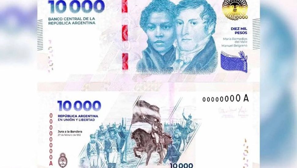 Comenzó a circular el nuevo billete de $10.000