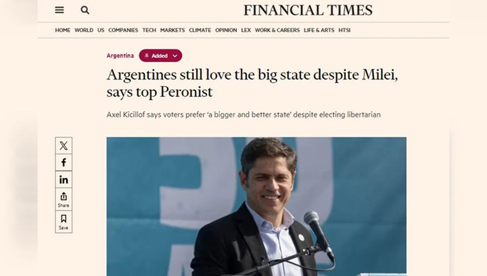 Kicillof: "Los argentinos siguen amando al Estado grande a pesar de Milei"