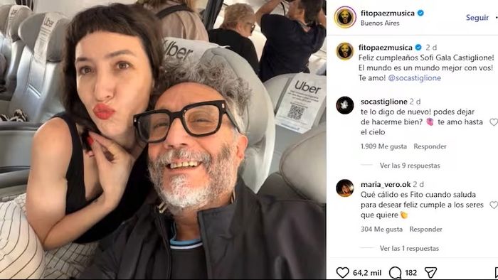 Fito Páez y Sofía Gala blanquearon su romance con su primer posteo juntos