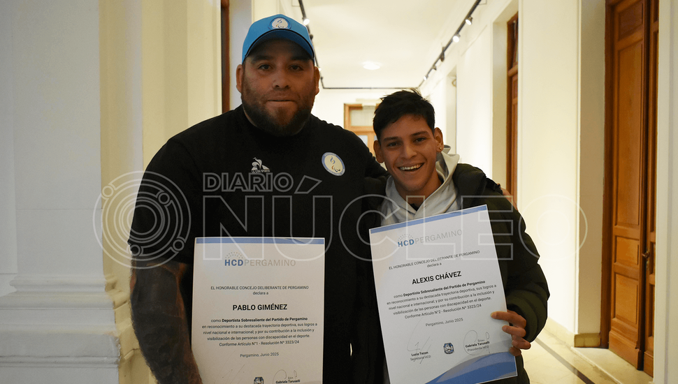 Alexis Chávez y Pablo Giménez fueron declarados “Deportistas Sobresalientes de Pergamino”